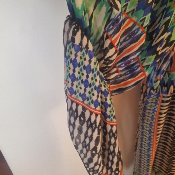 New Directions Sz XL geo print off-the-shoulder gypsy sleeve midi dress - Picture 8 of 8